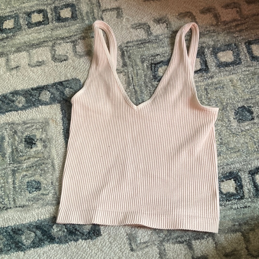 Pink ribbed tank top